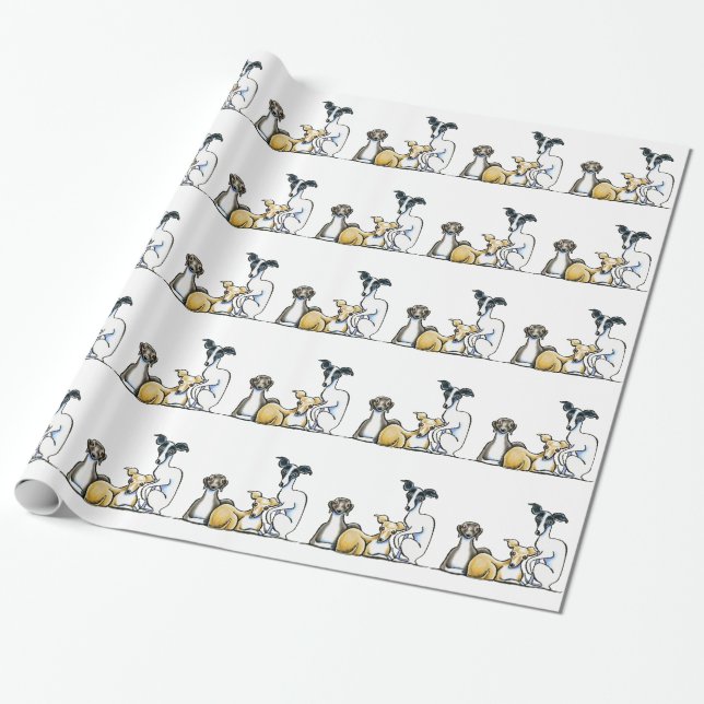 Papel De Regalo Trio de Greyhound italiano (Desenrollado)