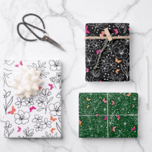 papel de regalo trío de mariposas