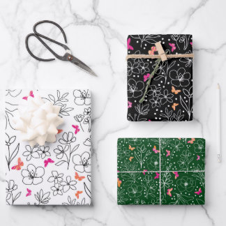 papel de regalo trío de mariposas