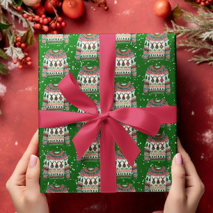 Papel De Regalo Trio de renos de Navidad lindo Navidades suéter