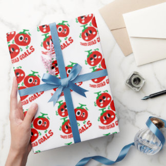 Papel De Regalo Trío juguetón dibujado a mano de caras de tomate K