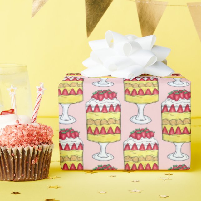 Papel De Regalo Triple inglesa Fruit Custard Postre comida británi (Fiesta de cumpleaños )