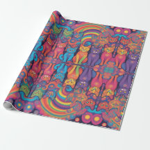 Trippy Cats Hippy Color Vivid Psychedelic