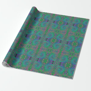 Papel De Regalo Trippy Chartreuse y Blue Retro Liquid Swirl