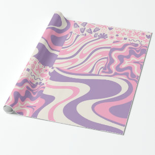 Papel De Regalo Trippy Collage Patrón retro moderno rosa