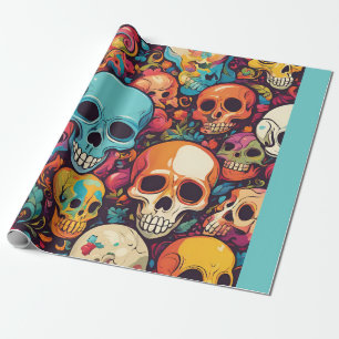 Papel De Regalo Trippy Hippy Skull Colorful Pattered Psychedelic