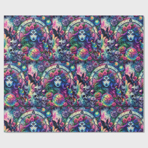 Papel De Regalo Trippy tie dye Halloween bruja diosa regalo