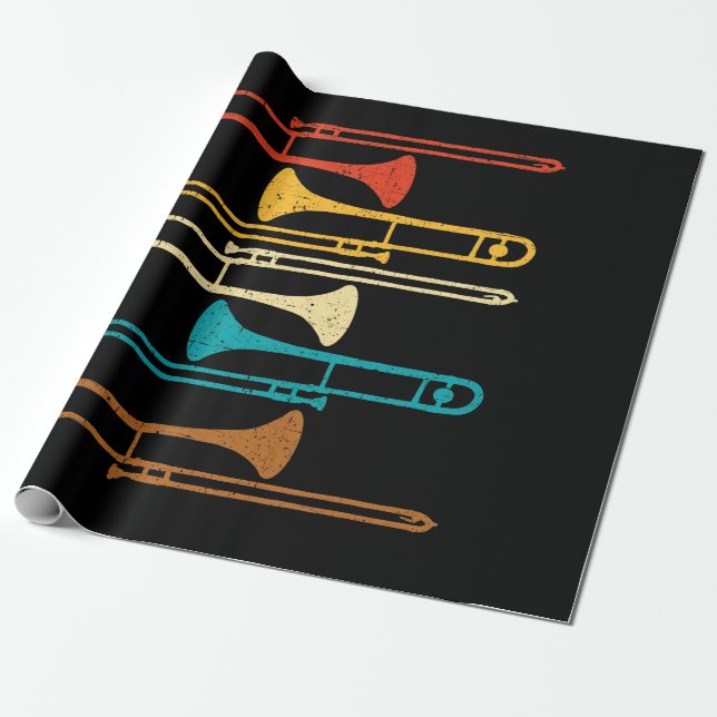 Papel De Regalo Trombona Retro - Jazz (Desenrollado)