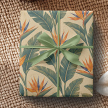 Papel de regalo tropical ave del paraíso retro año