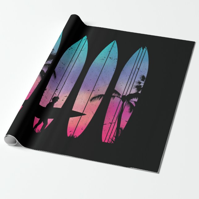Papel De Regalo Tropical Beach Surfboard Surfing Surfing Ocean (Desenrollado)