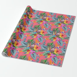 Papel De Regalo Tropical Bird Of Paradise And Orchid Spring Garden