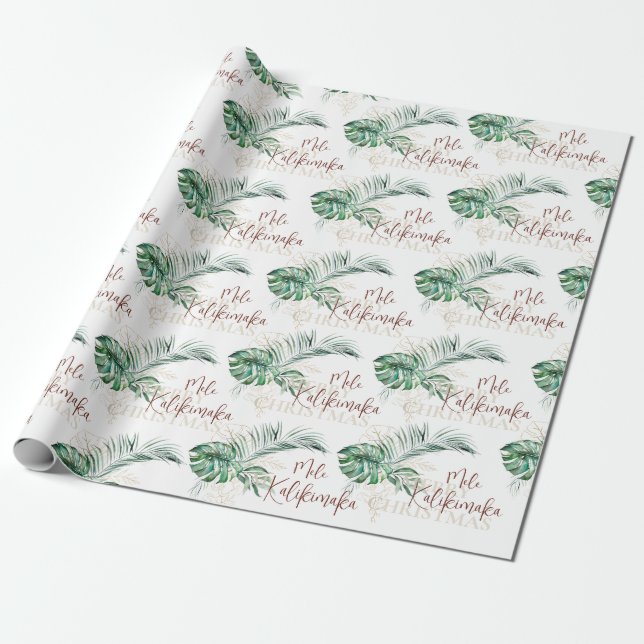 Papel De Regalo Tropical Botánico Mele Kalikimaka | NAVIDADES (Desenrollado)