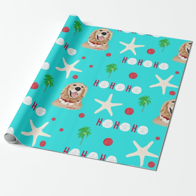 Papel De Regalo Tropical Christmas Dog Wrapping Paper Roll (Desenrollado)