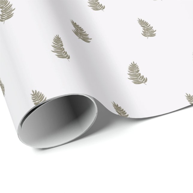 Papel De Regalo Tropical Christmas Sage Green White Palm Leaf (Esquina del rollo)