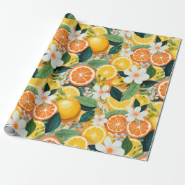 Papel De Regalo Tropical Citrus Bloom Floral
