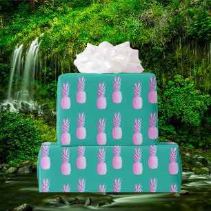 Papel de regalo tropical de piña rosa