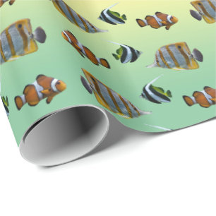Papel de regalo Tropical Fish Frenzy (Arcoíris)