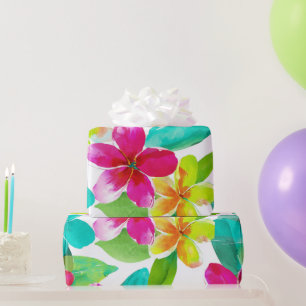Papel De Regalo Tropical Hawaii Plumeria Rosa Frangipani Floral