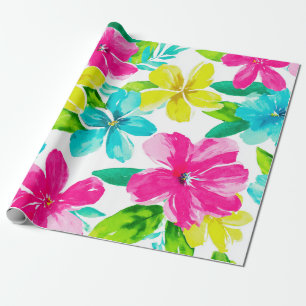 Papel De Regalo Tropical Hawaii Plumeria Rosa Frangipani Floral