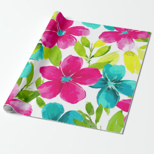 Papel De Regalo Tropical Hawaii Plumeria Rosa Frangipani Floral