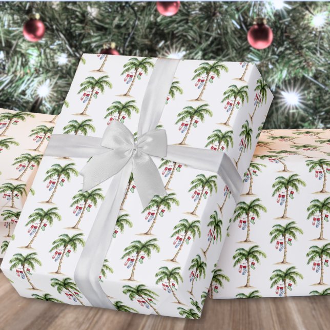 Papel De Regalo Tropical Palm Beach Christmas (Tropical Palm Beach Christmas Wrapping Paper )