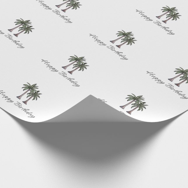 Papel De Regalo Tropical Palm Trees Elegant 30th Birthday Party (Esquina)