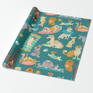 Papel De Regalo tropical summer beach dogs party cute