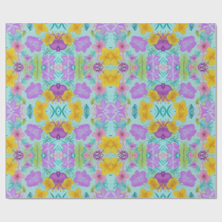 Papel De Regalo Tropical Summer Floral Pattern - Bright Hibiscus 