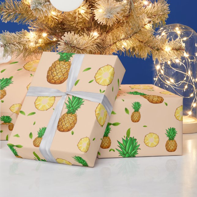 Papel De Regalo TROPICAL SUMMER FRUIT Pineapple patrón (Vacaciones)