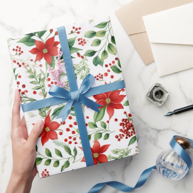 Papel De Regalo Tropical Vibe Christmas Poinsettia Pattern (Regalar)