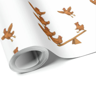 Papel De Regalo Tropilla de pollos acróbatas Chirpy Chickens