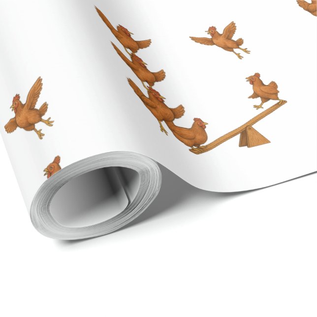 Papel De Regalo Tropilla de pollos acróbatas Chirpy Chickens (Esquina del rollo)