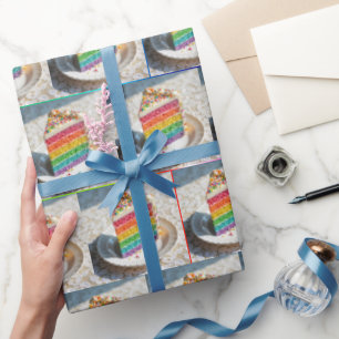 Papel De Regalo Trozo de pastel arcoiris