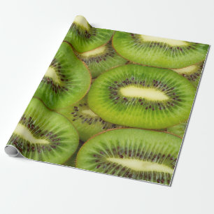 Papel De Regalo trozos de kiwi frescos y maduros en castaño de gal