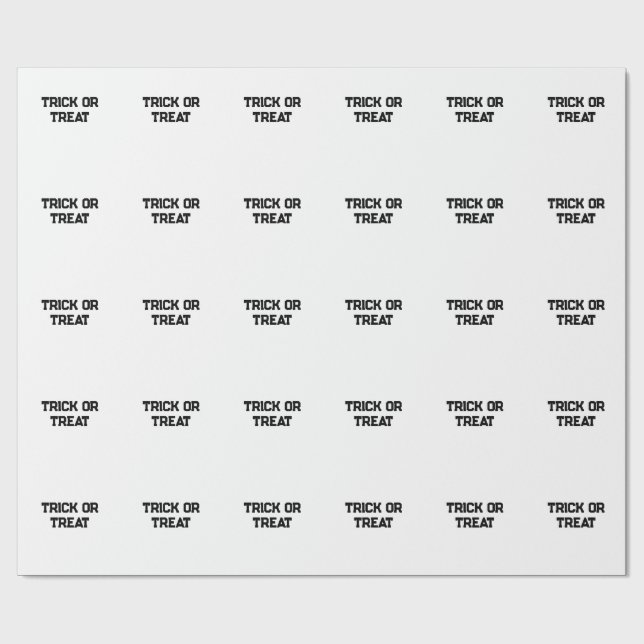 Papel De Regalo Truco o. Trate Halloween espeluznante negro simple (Superficie plana)