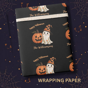 Papel De Regalo Truco o trato Calabaza Fantasma Halloween