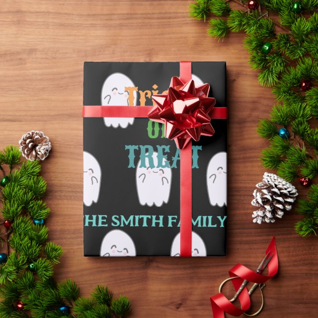 Papel De Regalo Truco o trato de fantasma pequeño (Regalo de vacaciones)