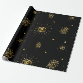 Papel De Regalo Truco o truco celestial de color negro de oro temi