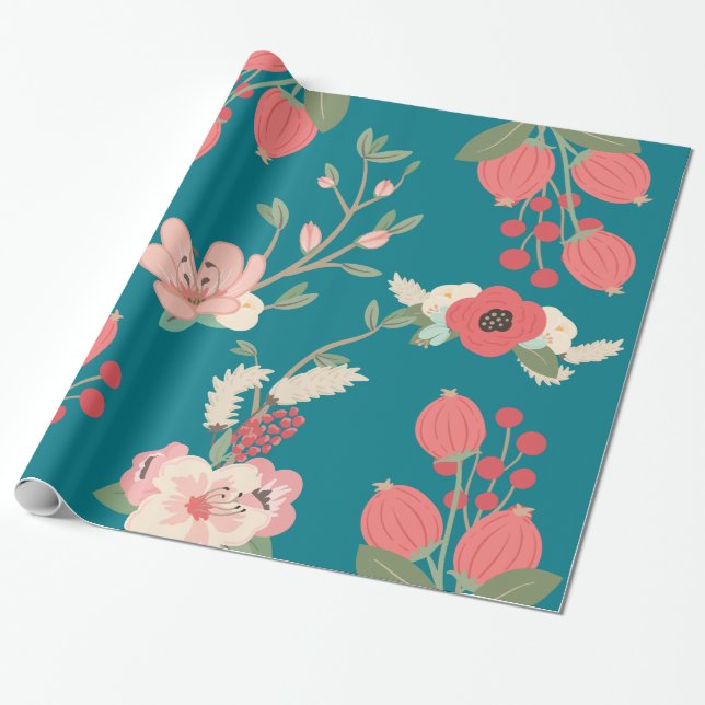 Papel De Regalo Trullo de Boho floral (Desenrollado)