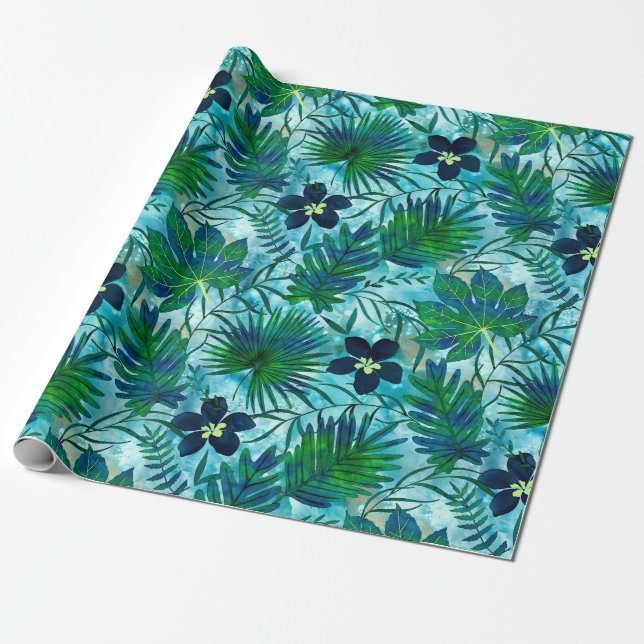 Papel De Regalo Trullo tropical hawaiano del jardín de Nalani (Desenrollado)