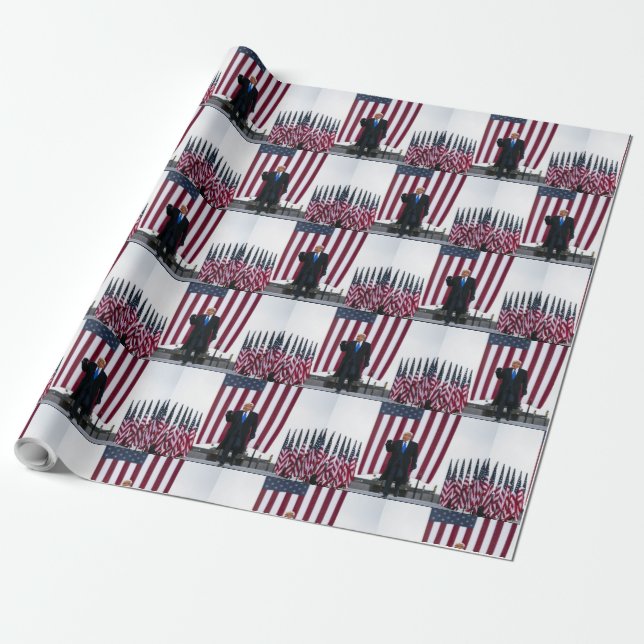 Papel De Regalo Trump 2024 y banderas (Desenrollado)