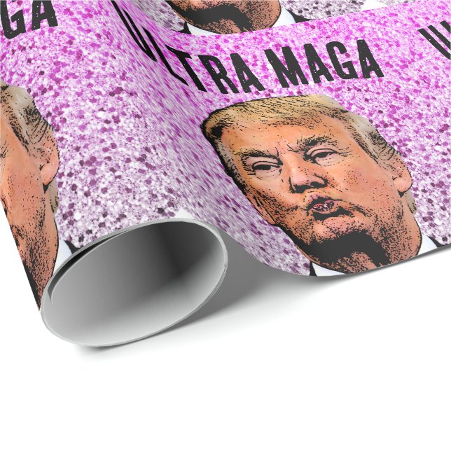 PAPEL DE REGALO TRUMP BESÓ A NAVIDADES ULTRA MAGA ARRASTRANDO PAPE (Esquina del rollo)
