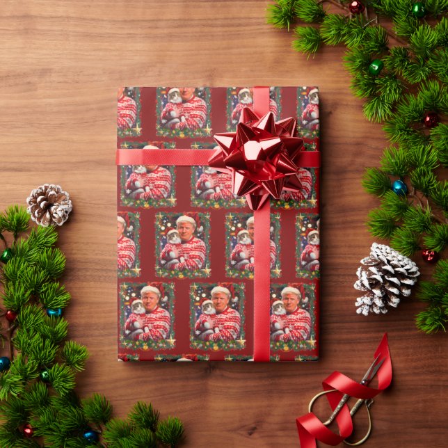 Papel De Regalo Trump Christmas Cat Ugly Xmas Wrapping Paper (Regalo de vacaciones)
