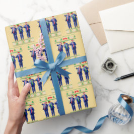 Papel De Regalo Trump Dance, Funny Trump Santa Claus baila oro