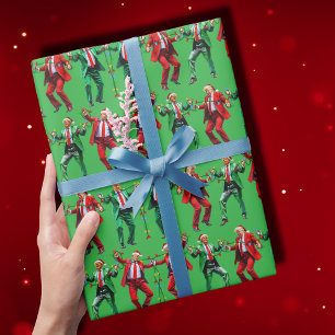 Papel De Regalo Trump Dancing   Trump Santa Dance Navidades Green