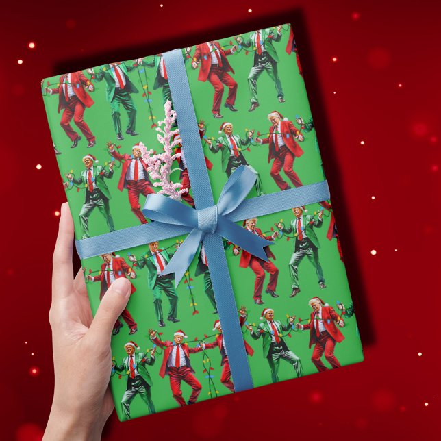 Papel De Regalo Trump Dancing | Trump Santa Dance Navidades Green (Subido por el creador)