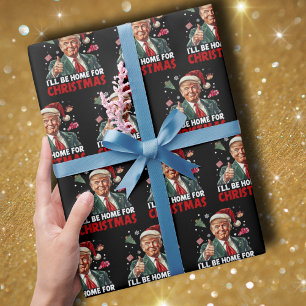 Papel De Regalo Trump Gift Wrap   Estaré en casa para Navidades