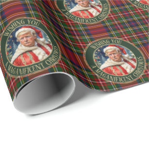Papel De Regalo Trump MAGA Navidades Royal Stewart Tartan Plaid