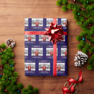 Papel De Regalo Trump Papá Noel Feliz Navidad Feo Navidad Azul