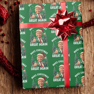 Papel De Regalo Trump Santa Hat   Hacer a los Navidades grandes de